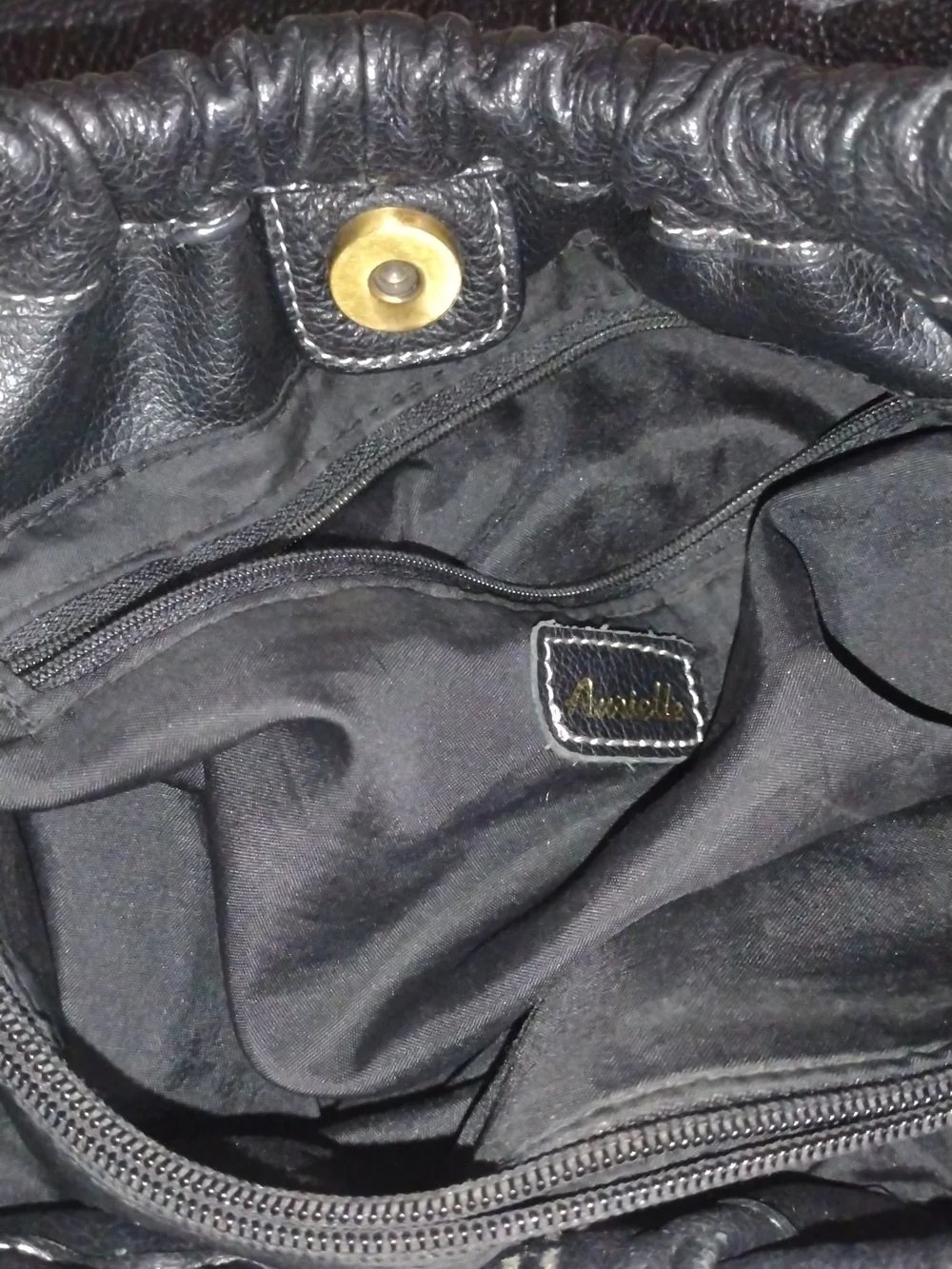 Aurielle Black Circle-Handle Leather Satchel